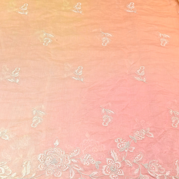 4D Shade Mul Chanderi Embroidery Fabric – Soft Floral Embroidered Summer Fabric GP4164A- 4