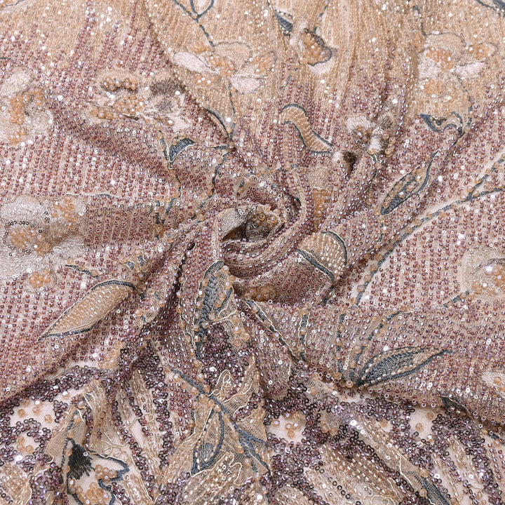 Imported Luxury Net Embroidery Fabric with Heavy Sequins & Beadwork | CF4818-1