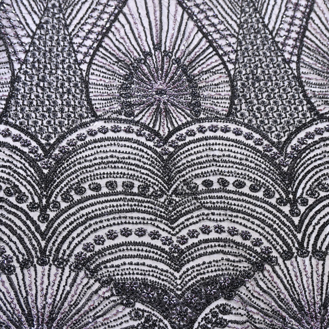 Imported Luxury Net Embroidery Fabric with Heavy Sequins & Beadwork | CF4858-A1