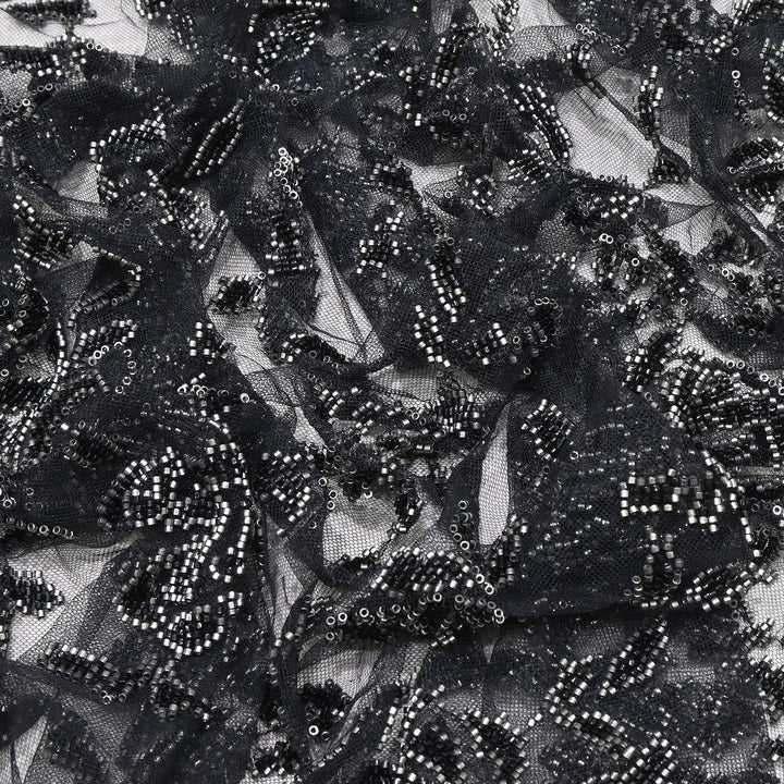 Premium Imported Net Cut Dana & Bead Embroidery Fabric 60" | CF4898-02