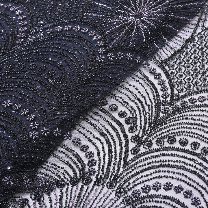 Imported Luxury Net Embroidery Fabric with Heavy Sequins & Beadwork | CF4858-A1