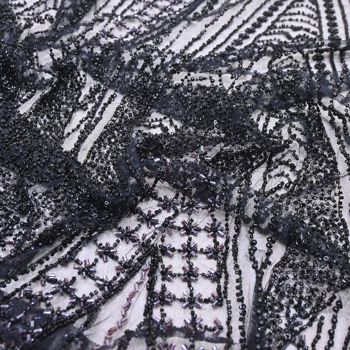Imported Luxury Net Embroidery Fabric with Heavy Sequins & Beadwork | CF4858-A1