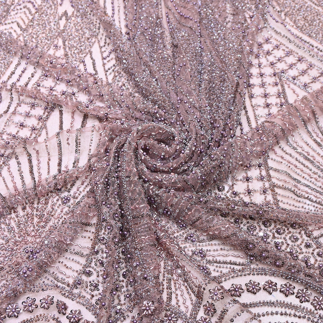 Imported Luxury Net Embroidery Fabric with Heavy Sequins & Beadwork | CF4858-A2