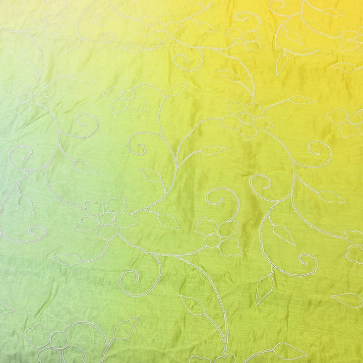 4D Shaded Silk Chanderi Thread Embroidery Fabric | Designer Fabric | OMF667-1