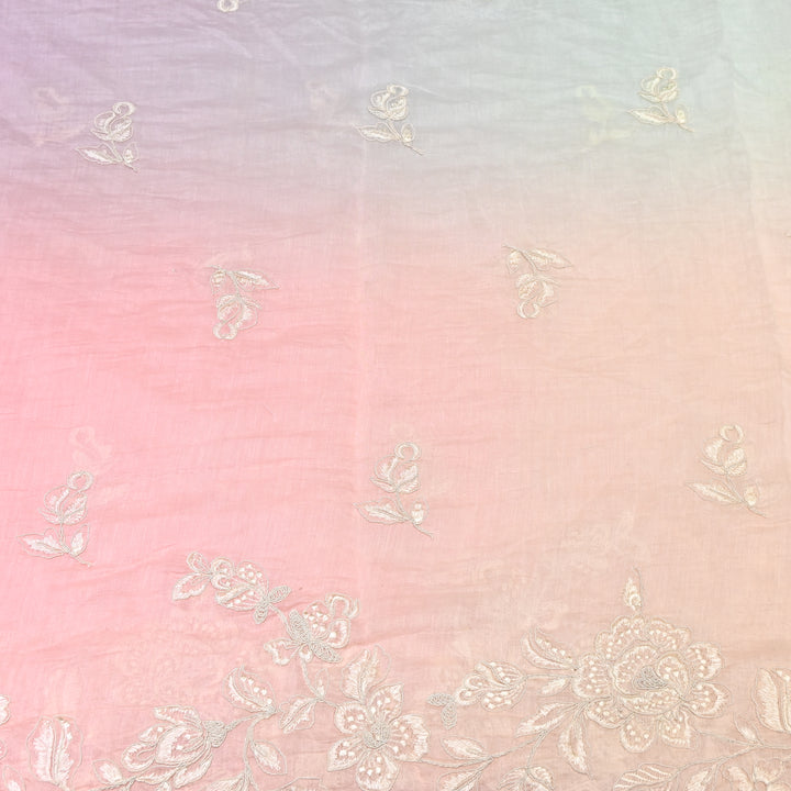 4D Shade Mul Chanderi Embroidery Fabric – Soft Floral Embroidered Summer Fabric GP4164A- 5