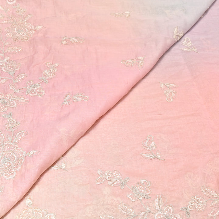 4D Shade Mul Chanderi Embroidery Fabric – Soft Floral Embroidered Summer Fabric GP4164A- 5