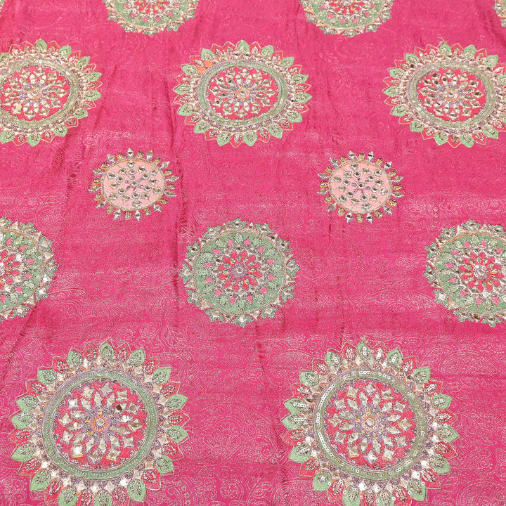 Premium Dola Position Print Zari Jacquard Fabric | Luxury Designer Woven Fabric | V3403C-09