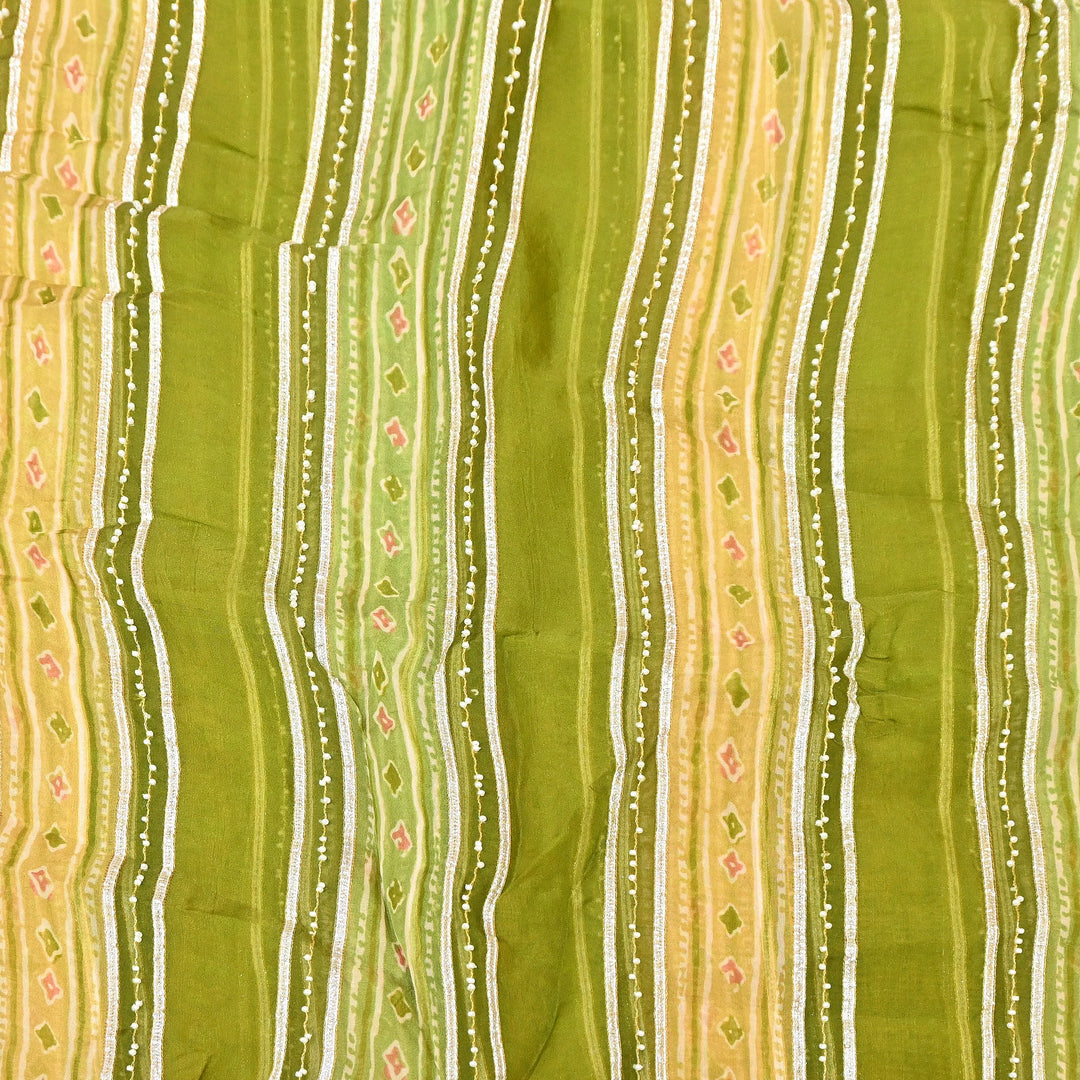 Organza Gota Zari & Moti Embroidered Fabric – Premium Festive Embroidery-D16943-A