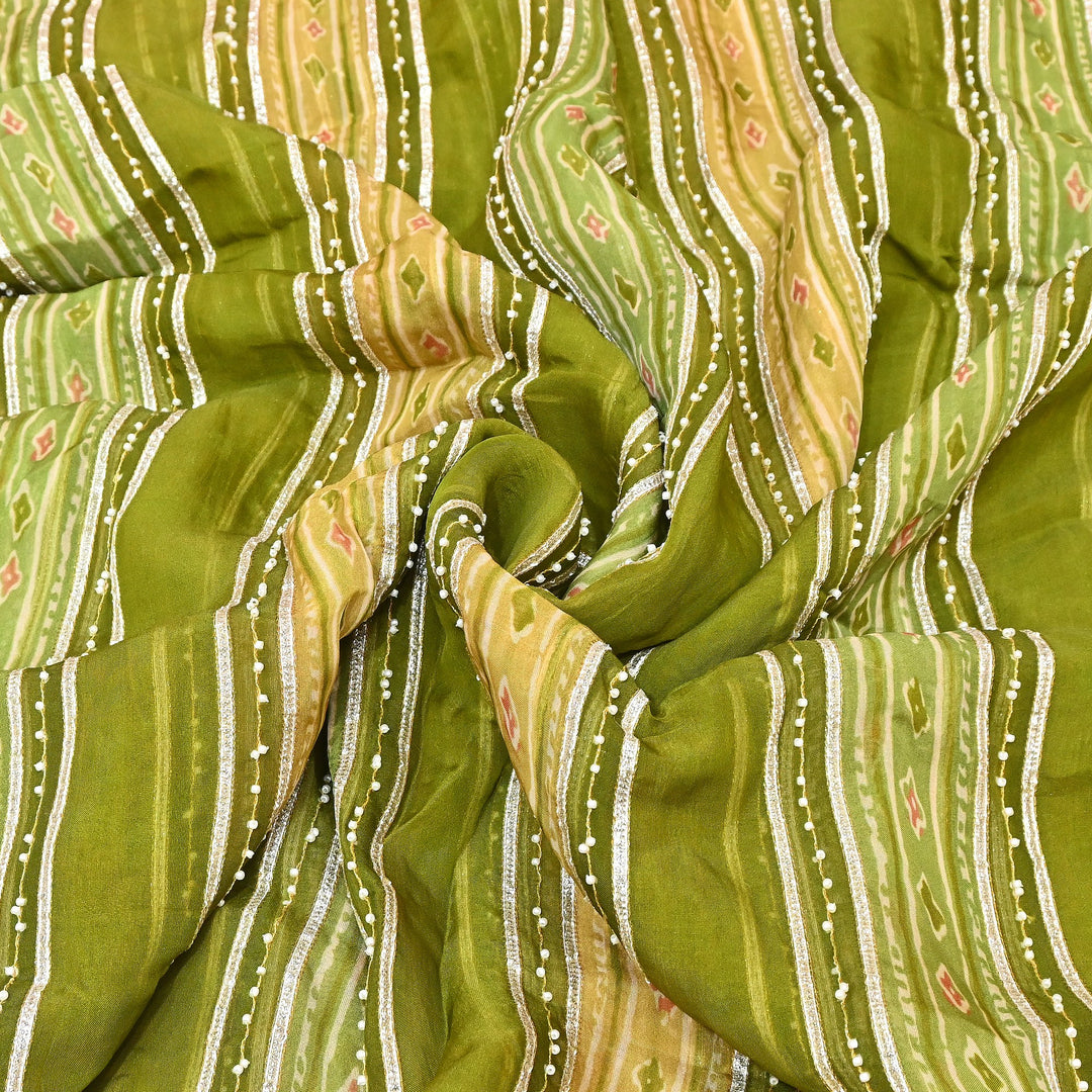 Organza Gota Zari & Moti Embroidered Fabric – Premium Festive Embroidery-D16943-A