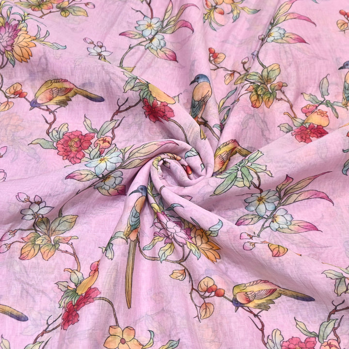 Mul Chanderi Digital Print Fabric - Soft Lightweight Designer Ethnic Fabric GT0185-23