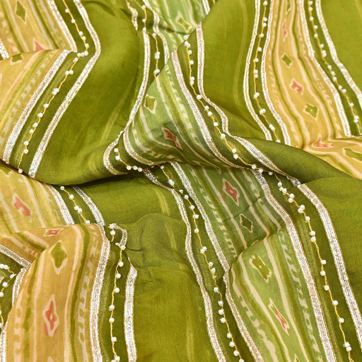 Organza Gota Zari & Moti Embroidered Fabric – Premium Festive Embroidery-D16943-A