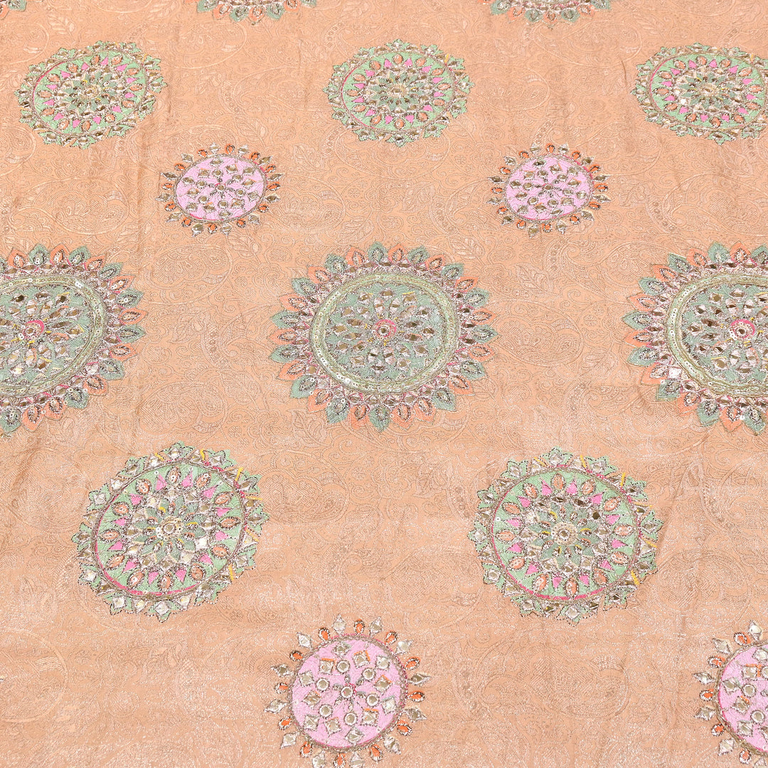Premium Dola Position Print Zari Jacquard Fabric | Luxury Designer Woven Fabric | V3403C-06