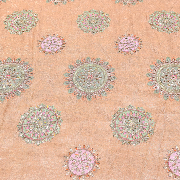 Premium Dola Position Print Zari Jacquard Fabric | Luxury Designer Woven Fabric | V3403C-06
