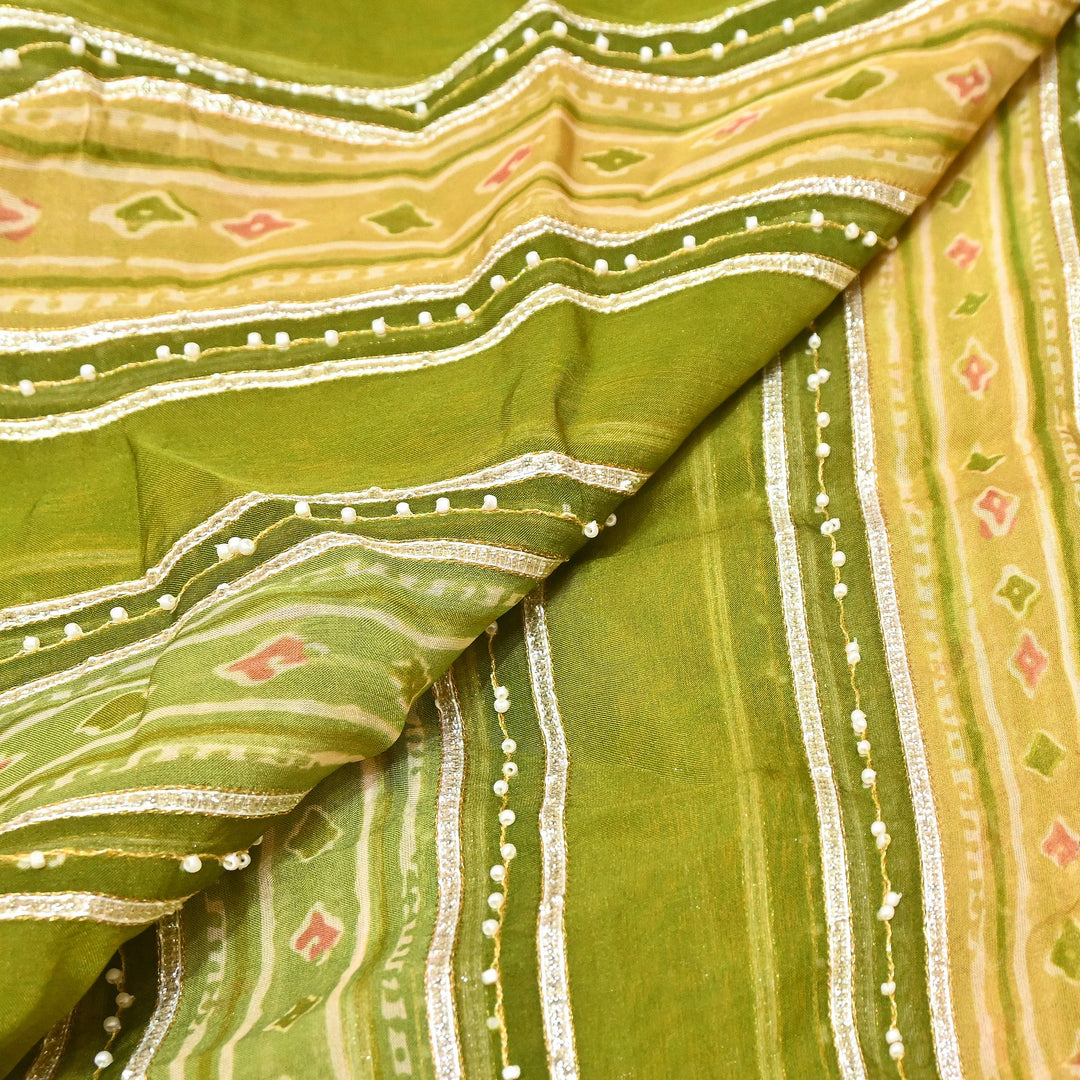 Organza Gota Zari & Moti Embroidered Fabric – Premium Festive Embroidery-D16943-A