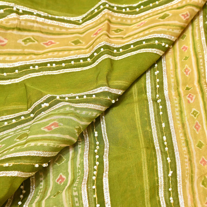 Organza Gota Zari & Moti Embroidered Fabric – Premium Festive Embroidery-D16943-A