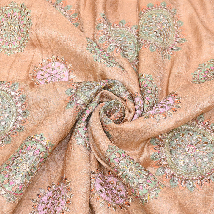 Premium Dola Position Print Zari Jacquard Fabric | Luxury Designer Woven Fabric | V3403C-06
