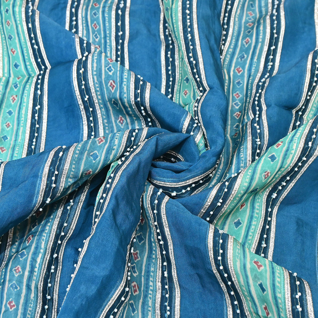 Organza Gota Zari & Moti Embroidered Fabric – Premium Festive Embroidery-D16943-A2