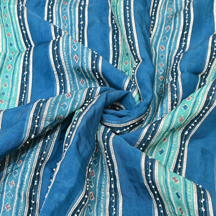 Organza Gota Zari & Moti Embroidered Fabric – Premium Festive Embroidery-D16943-A2