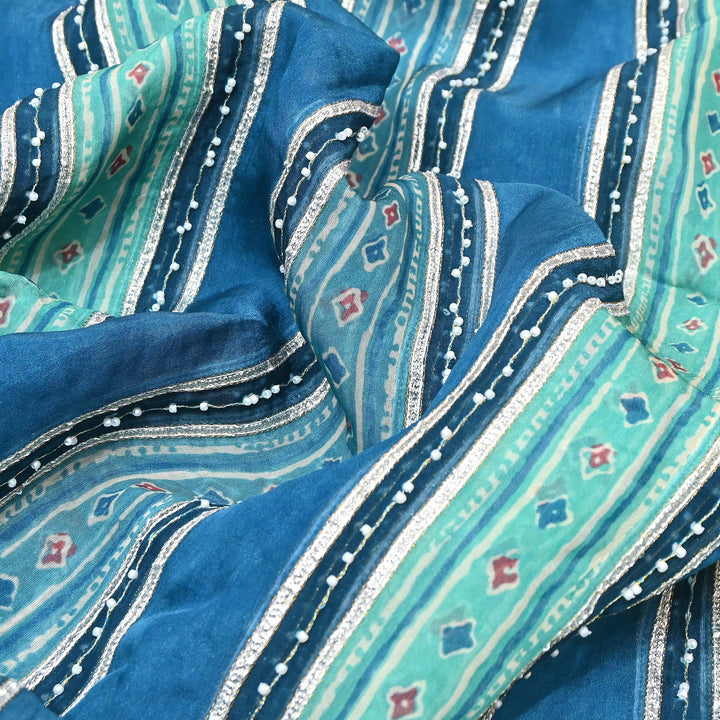 Organza Gota Zari & Moti Embroidered Fabric – Premium Festive Embroidery-D16943-A2