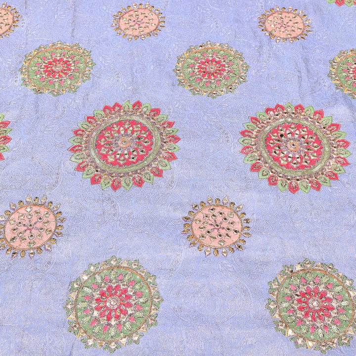 Premium Dola Position Print Zari Jacquard Fabric | Luxury Designer Woven Fabric | V3403C-07