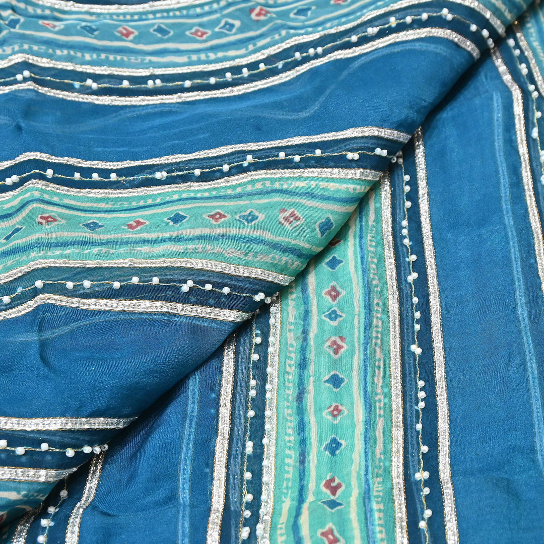 Organza Gota Zari & Moti Embroidered Fabric – Premium Festive Embroidery-D16943-A2