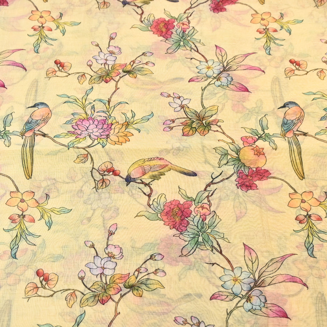 Mul Chanderi Digital Print Fabric - Soft Lightweight Designer Ethnic Fabric GT0185-25