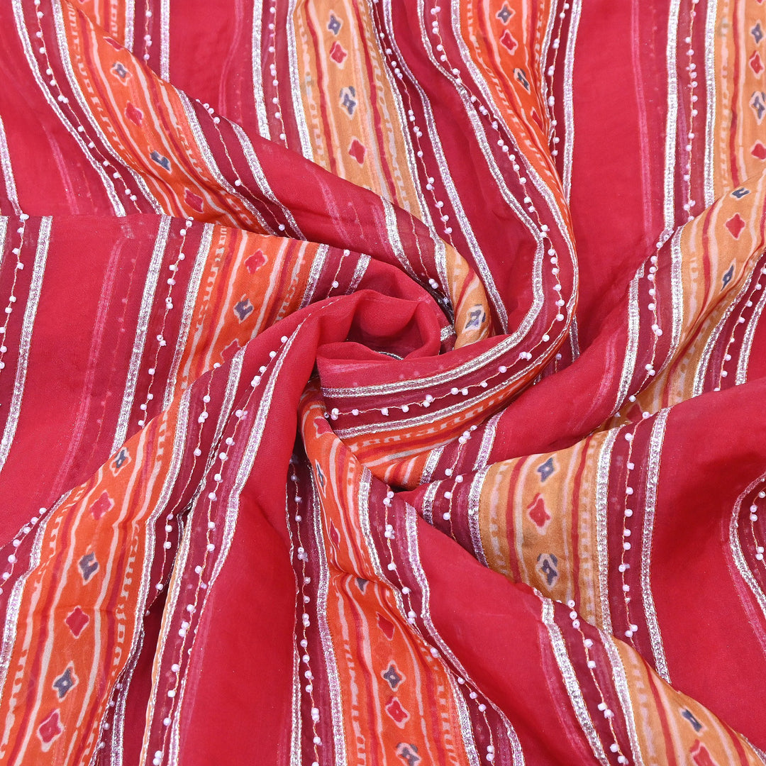 Organza Gota Zari & Moti Embroidered Fabric – Premium Festive Embroidery-D16943-A3