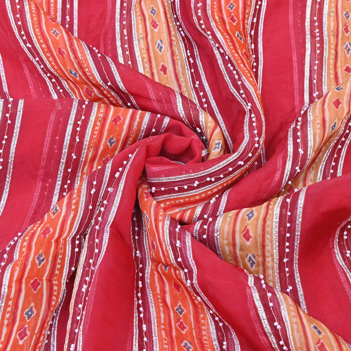 Organza Gota Zari & Moti Embroidered Fabric – Premium Festive Embroidery-D16943-A3