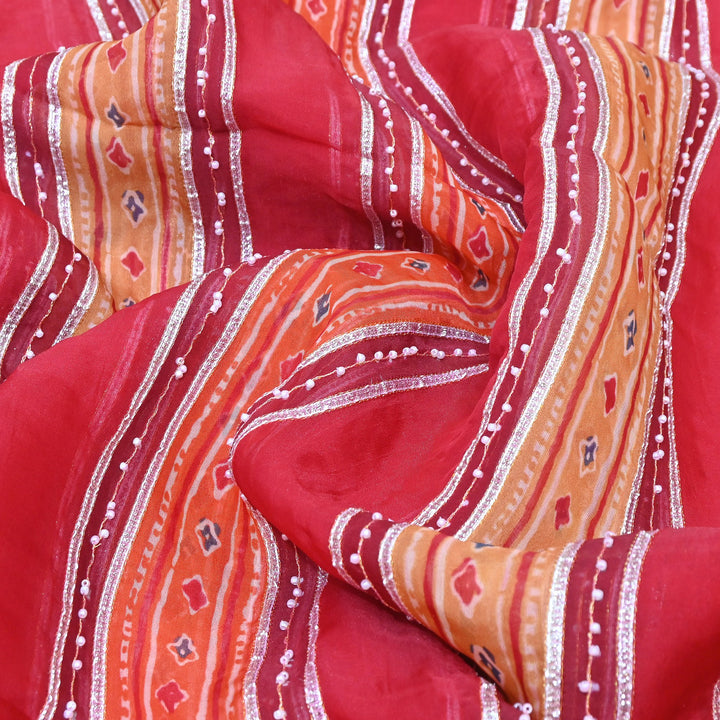Organza Gota Zari & Moti Embroidered Fabric – Premium Festive Embroidery-D16943-A3