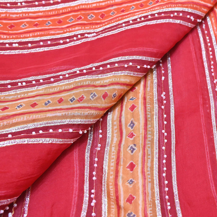 Organza Gota Zari & Moti Embroidered Fabric – Premium Festive Embroidery-D16943-A3