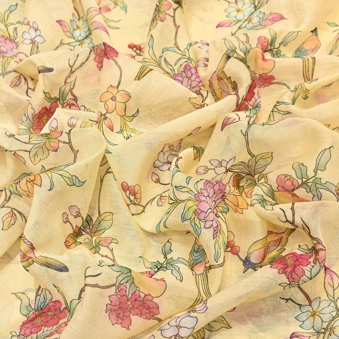 Mul Chanderi Digital Print Fabric - Soft Lightweight Designer Ethnic Fabric GT0185-25