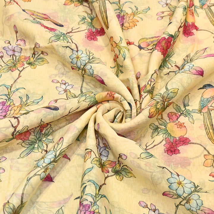 Mul Chanderi Digital Print Fabric - Soft Lightweight Designer Ethnic Fabric GT0185-25