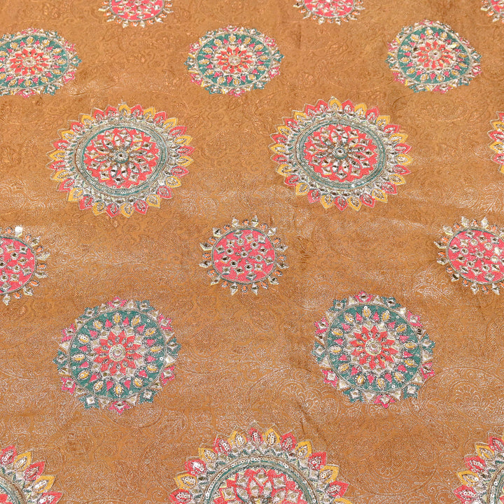 Premium Dola Position Print Zari Jacquard Fabric | Luxury Designer Woven Fabric | V3403C-04