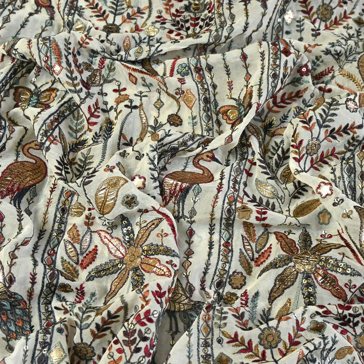 Dyed Viscose Georgette Gota Sequins Embroidery Fabrics