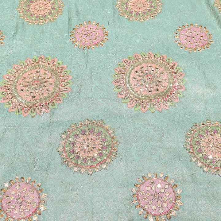 Premium Dola Position Print Zari Jacquard Fabric | Luxury Designer Woven Fabric | V3403C-08