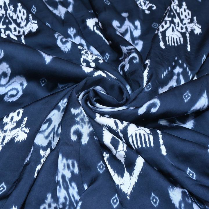 Bemberg Satin Digital Print Fabric – Premium Designer Printed Satin Fabric - 001333-H4
