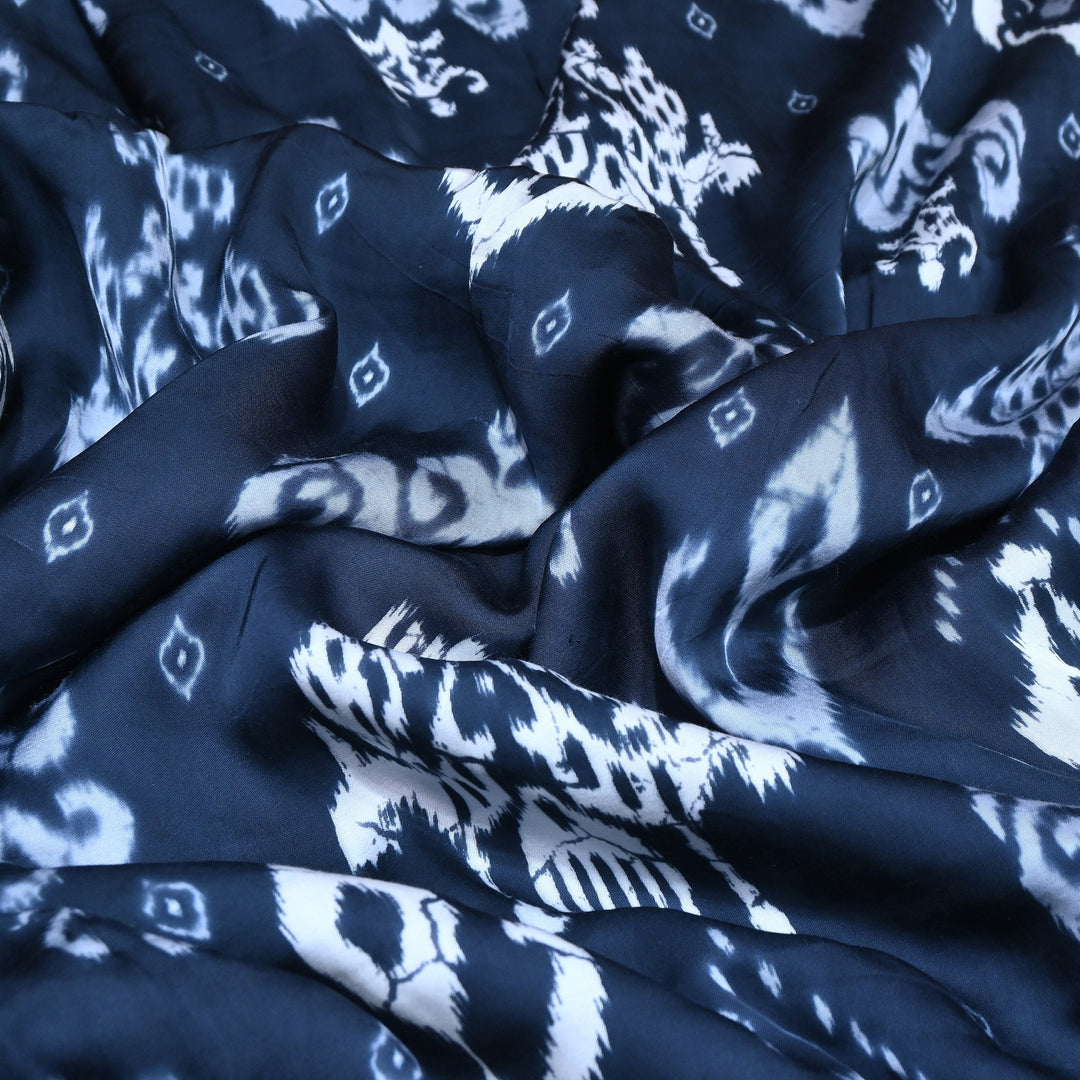 Bemberg Satin Digital Print Fabric – Premium Designer Printed Satin Fabric - 001333-H4