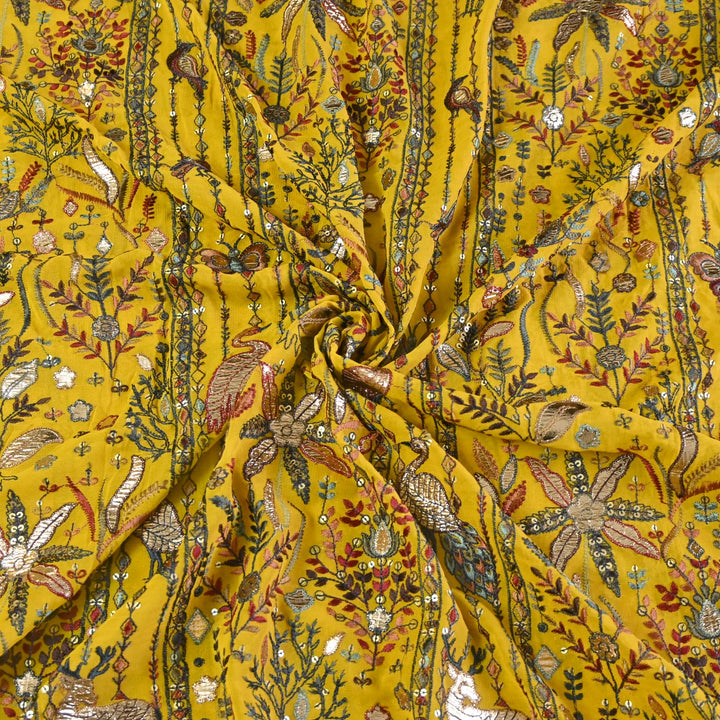 Dyed Viscose Georgette Gota Sequins Embroidery Fabrics