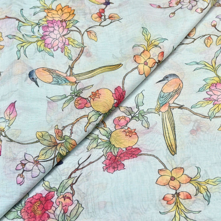 Mul Chanderi Digital Print Fabric - Soft Lightweight Designer Ethnic Fabric GT0185-29