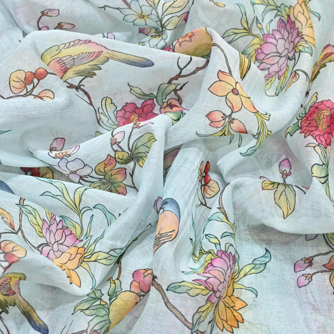 Mul Chanderi Digital Print Fabric - Soft Lightweight Designer Ethnic Fabric GT0185-29