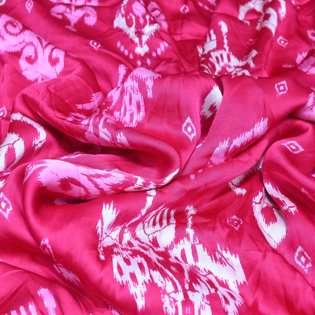 Bemberg Satin Digital Print Fabric – Premium Designer Printed Satin Fabric - 001333-H6