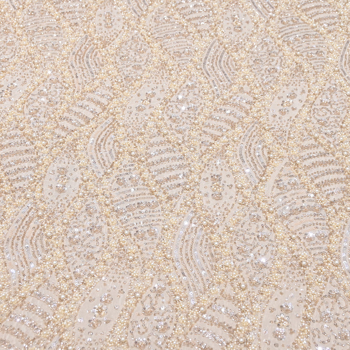 Crape Zari Moti & Sequins Embroidery 54" | Premium Designer Embroidered Fabric | V3260C