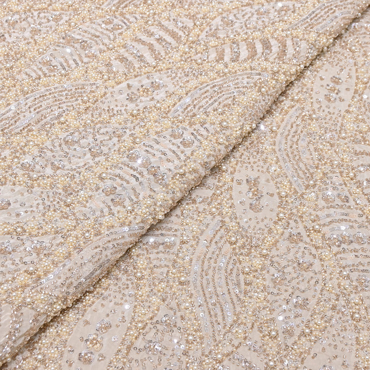 Crape Zari Moti & Sequins Embroidery 54" | Premium Designer Embroidered Fabric | V3260C
