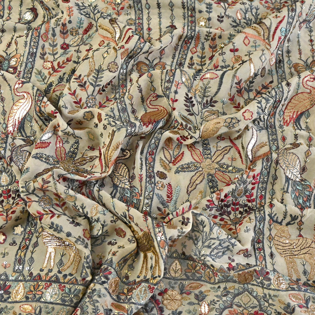 Dyed Viscose Georgette Gota Sequins Embroidery Fabrics