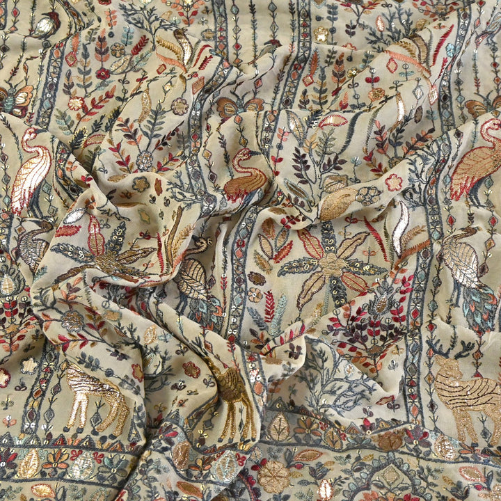 Dyed Viscose Georgette Gota Sequins Embroidery Fabrics