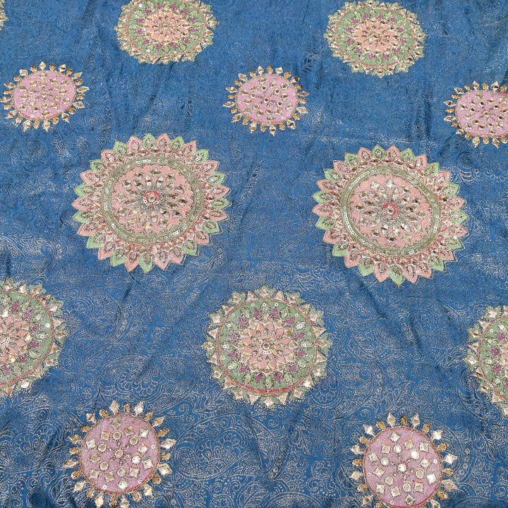 Premium Dola Position Print Zari Jacquard Fabric | Luxury Designer Woven Fabric | V3403C-01
