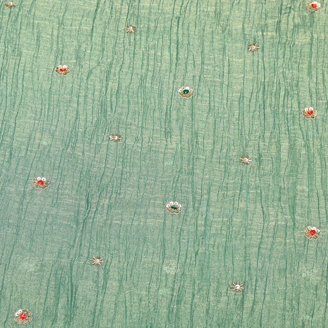 Premium Crush Tissue Moti Sequin Embroidery Fabric | Designer Festive Wear-S50787-A