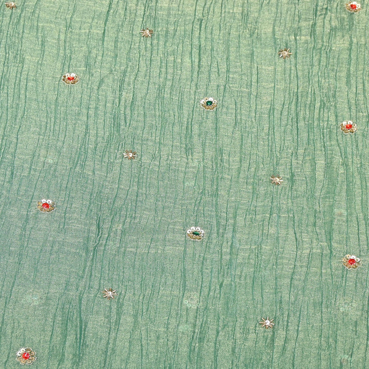 Premium Crush Tissue Moti Sequin Embroidery Fabric | Designer Festive Wear-S50787-A
