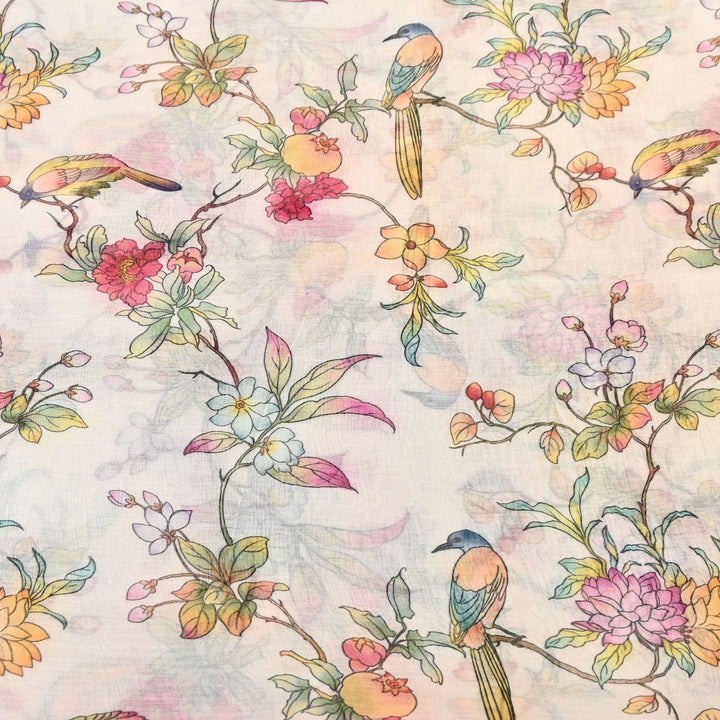 Mul Chanderi Digital Print Fabric - Soft Lightweight Designer Ethnic Fabric GT0185-31