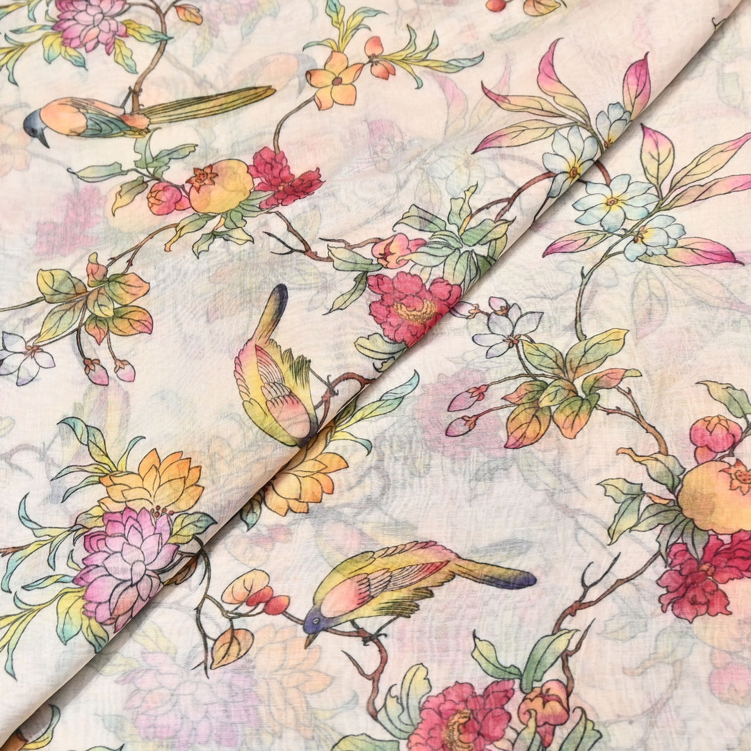 Mul Chanderi Digital Print Fabric - Soft Lightweight Designer Ethnic Fabric GT0185-31